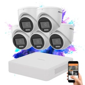 Hikvision TurboHD-TVI 5 kamerás dome kamerarendszer színes éjszakai képpel