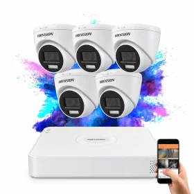 Hikvision TurboHD-TVI 5 kamerás dome kamerarendszer színes éjszakai képpel