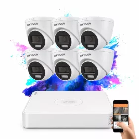 Hikvision TurboHD-TVI 6 kamerás dome kamerarendszer színes éjszakai képpel