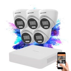   Hikvision TurboHD-TVI 5 kamerás dome kamerarendszer 5MP színes éjszakai képpel