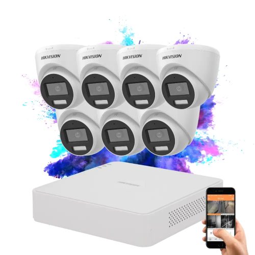 Hikvision TurboHD-TVI 7 kamerás dome kamerarendszer 5MP színes éjszakai képpel