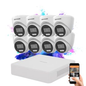   Hikvision TurboHD-TVI 8 kamerás dome kamerarendszer 5MP színes éjszakai képpel