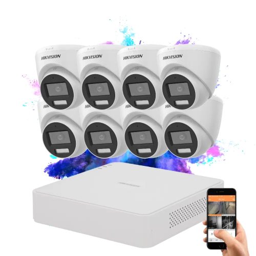 Hikvision TurboHD-TVI 8 kamerás dome kamerarendszer 5MP színes éjszakai képpel
