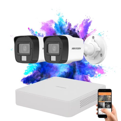 Hikvision TurboHD-TVI 2 kamerás kamerarendszer 5MP színes éjszakai képpel