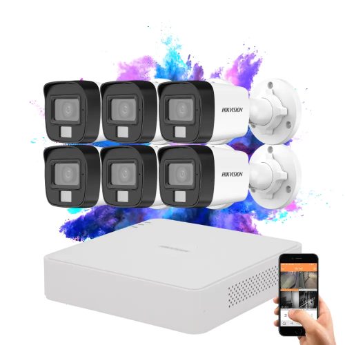 Hikvision TurboHD-TVI 6 kamerás kamerarendszer 5MP színes éjszakai képpel