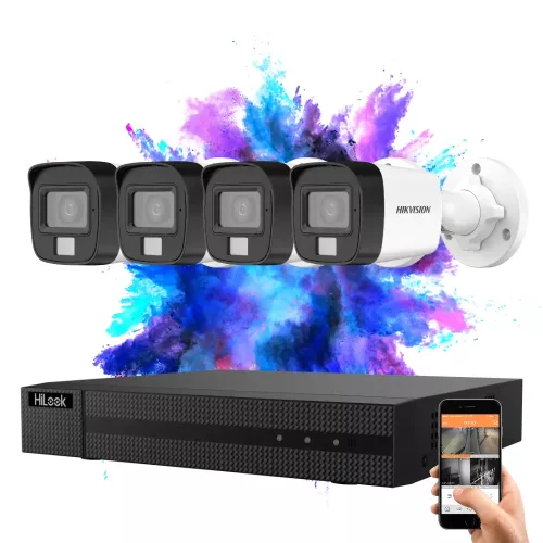 Hikvision HiLook TurboHD-TVI 4 kamerás kamerarendszer 5MP színes éjszakai képpel