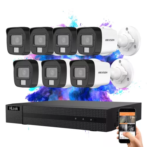 Hikvision HiLook TurboHD-TVI 7 kamerás kamerarendszer 5MP színes éjszakai képpel