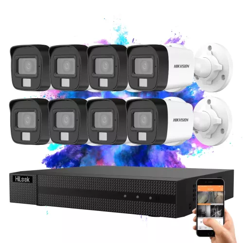 Hikvision HiLook TurboHD-TVI 8 kamerás kamerarendszer 5MP színes éjszakai képpel