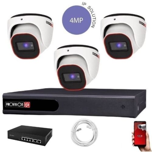 Provision 3 dome térfigyelő kamerás IP rendszer 4MP