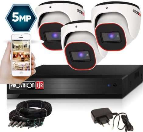 5 MegaPixel Provision AHD-30 Dome 3 kamerás kamerarendszer