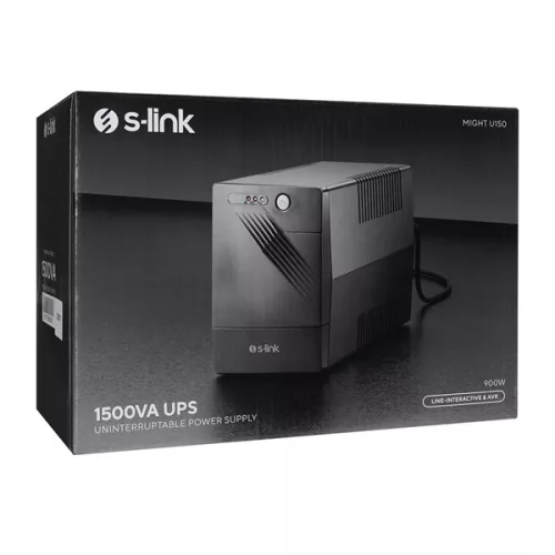 S-Link MIGHT U100 szünetmentes tápegység (1000VA, 12V7Ah*2, 600W, Line-Interactive, 4 db töltő aljzat)
