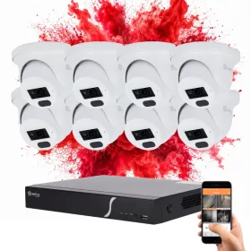   Safire 8 dome biztonsági kamerás IP kamera rendszer 2MP színes éjszakai képpel