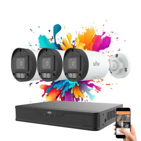   Uniview 3 kamerás IP kamera rendszer 4MP színes éjszakai látással