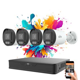   Uniview 4 kamerás IP kamera rendszer 4MP színes éjszakai látással