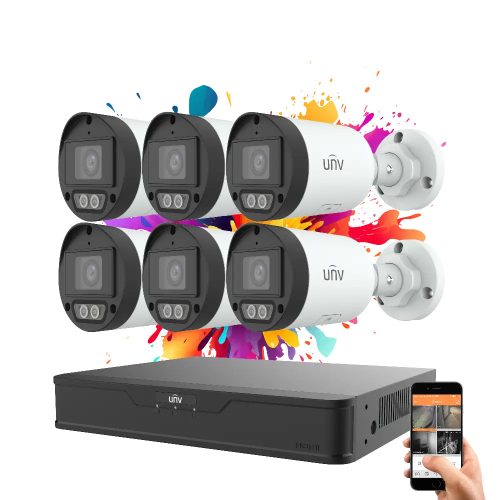 Uniview 6 kamerás IP kamera rendszer 4MP színes éjszakai látással