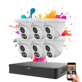   Uniview 6 dome kamerás IP kamera rendszer 4MP színes éjszakai látással