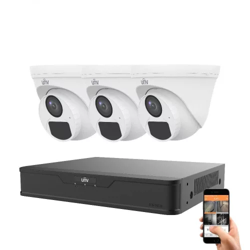 Uniview 3 biztonsági dome kamerás kamerarendszer 5MP