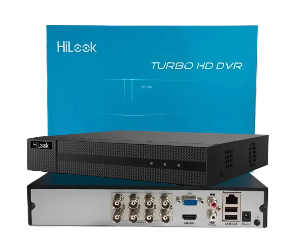Hikvision HiLook DVR-208Q-M1 eleje és hátulja