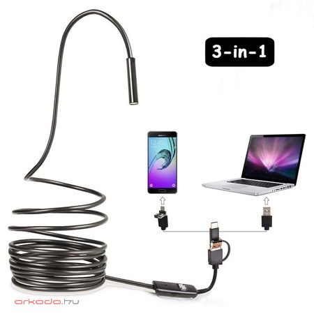 Endoszkóp kamera androidos okostelefonokhoz 10 Méter Endoszkóp kamera androidos okostelefonokhoz 10 Méter